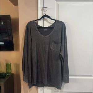 Gray Long Sleeve Pocket Tee